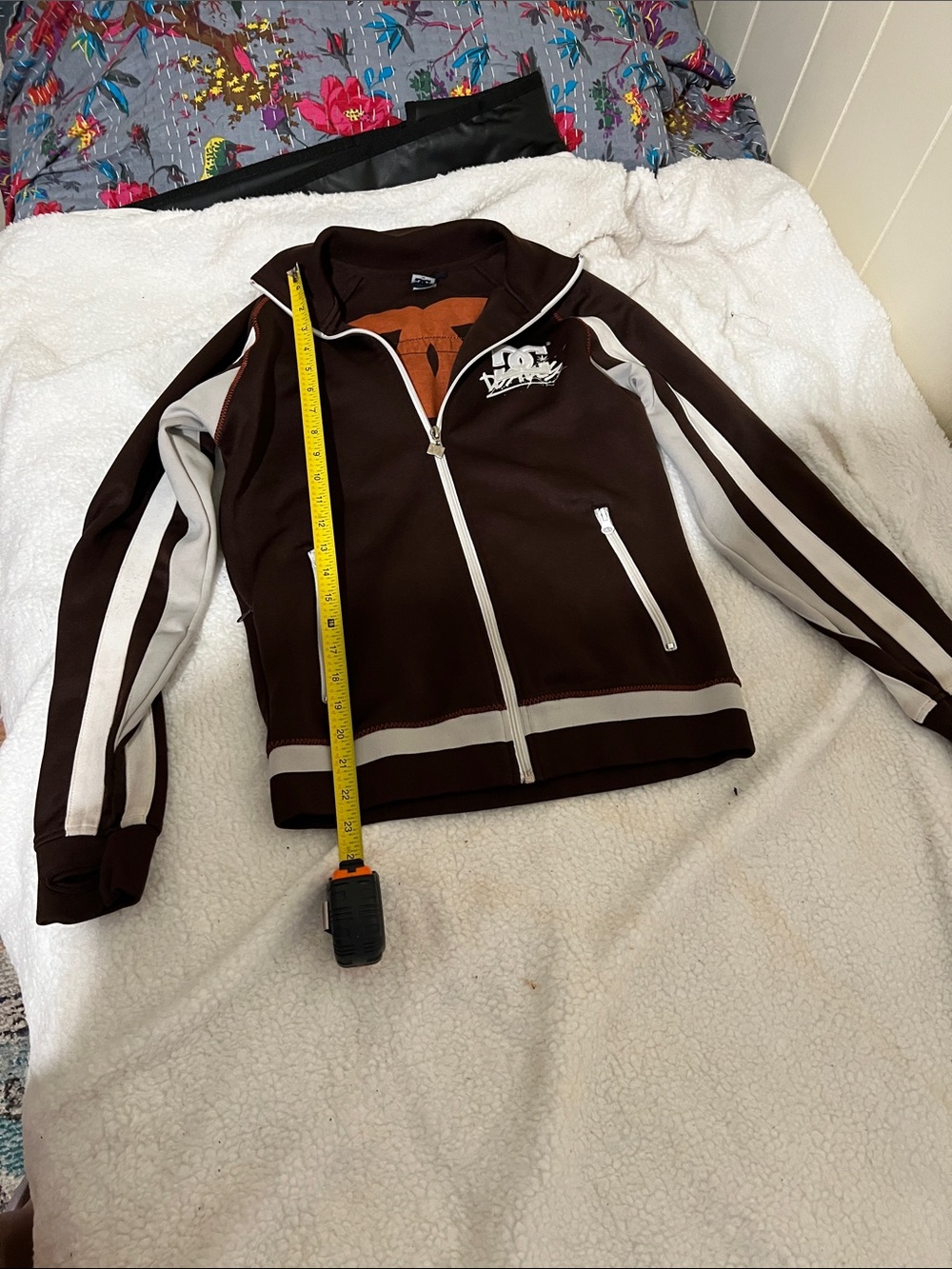 DC Women’s Dark Brown Track Jacket with White Stripes - Picture 3 of 13